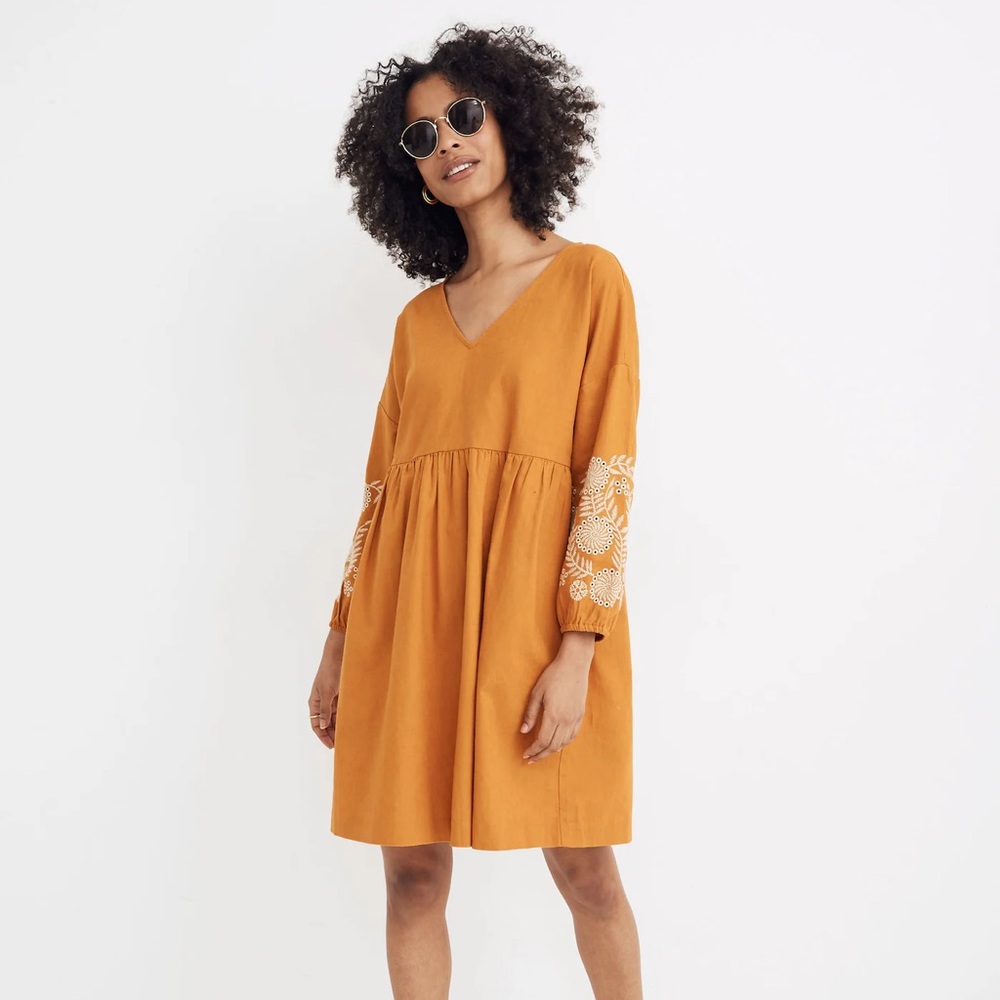MADEWELL Embroidered-Sleeve Popover Dress